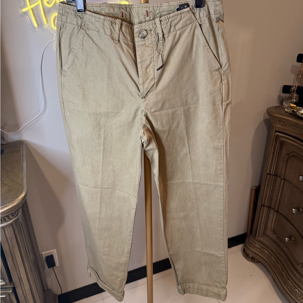 Zara Tan Chinos Classic Straight-Leg Button down Pants